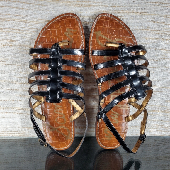 Sam Edelman Hamilton Size 8 M Black Leather Sandal - Picture 3 of 6